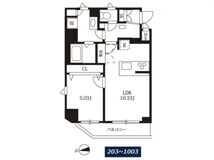 LEXE浅草 マキシヴ浅草(1LDK/8階)の間取り写真