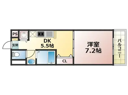 ヴェールカステ―ジュ(1DK/3階)の間取り写真