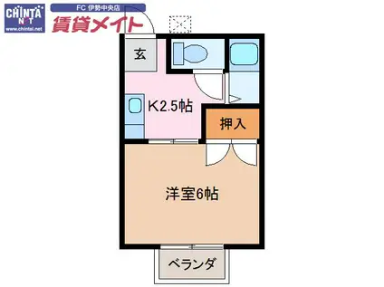 ロイヤルキクエイ(1K/2階)の間取り写真