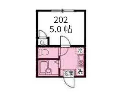 バーミープレイス立川柴崎町(1K/2階)の間取り写真