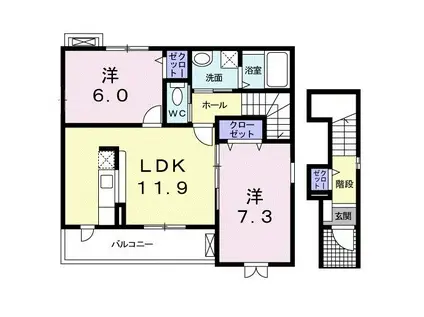 メリディオSORA(2LDK/2階)の間取り写真