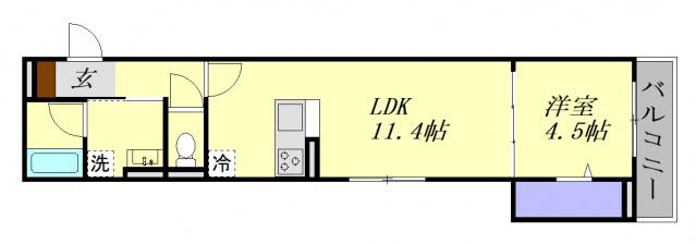 VILLA HAKUYO(1LDK/1階)の間取り写真