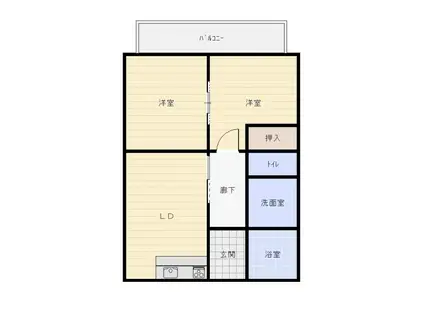 コーポサンシャイン(2DK/2階)の間取り写真