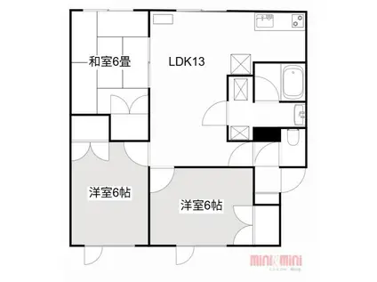 ともえハイツ(3LDK/1階)の間取り写真