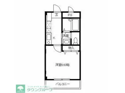 ハピーエクセル(1K/2階)の間取り写真