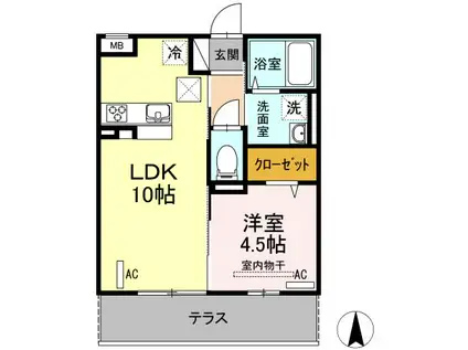 リアンジェル・R(1LDK/1階)の間取り写真