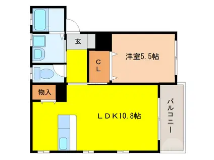 ラ・フォーレ三和町(1LDK/2階)の間取り写真