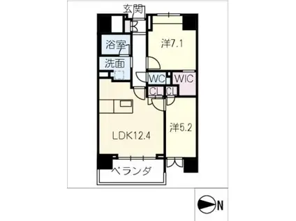 シーズンフラッツ今池ノース(2LDK/9階)の間取り写真