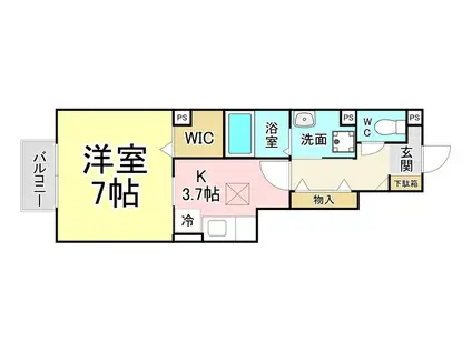 エスペランサ小倉北(1K/1階)の間取り写真