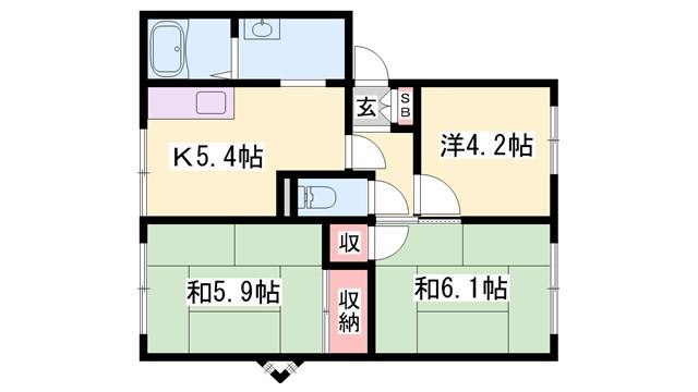 JAハイツ白浜C(3K/1階)の間取り写真