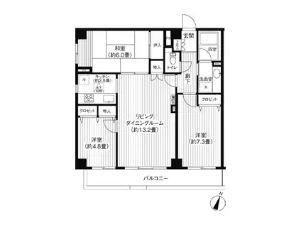 コスモプラザ行徳(3LDK/1階)の間取り写真