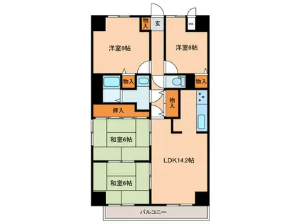 サーパス宇部芝中I(4LDK/1階)の間取り写真