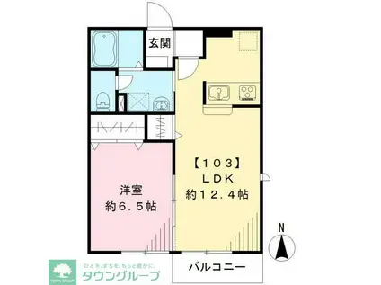 エルメゾン ソレイユ(1LDK/2階)の間取り写真