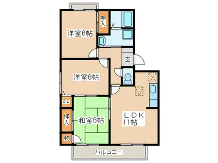 セジュール観世音寺3(3LDK/1階)の間取り写真