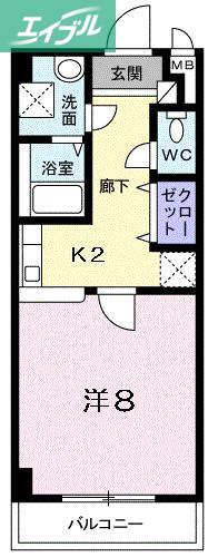 ニューメゾン森安(1K/1階)の間取り写真