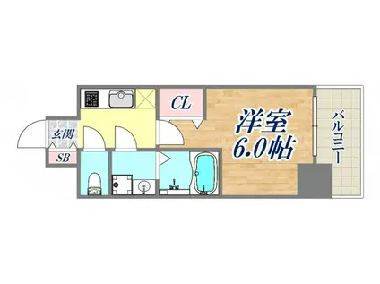 エスリードレジデンス神戸兵庫駅前(1K/10階)の間取り写真