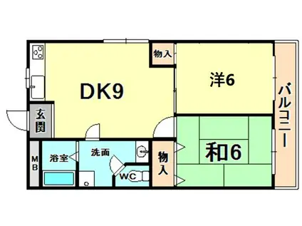 シャトー樋之池(2DK/3階)の間取り写真