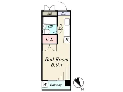 ロワール・イン・下到津(ワンルーム/2階)の間取り写真