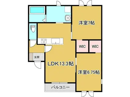 DOLCE AMOREII(2LDK/1階)の間取り写真