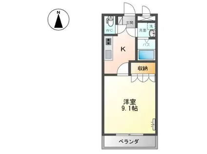 プリベールアイカワ(1K/2階)の間取り写真