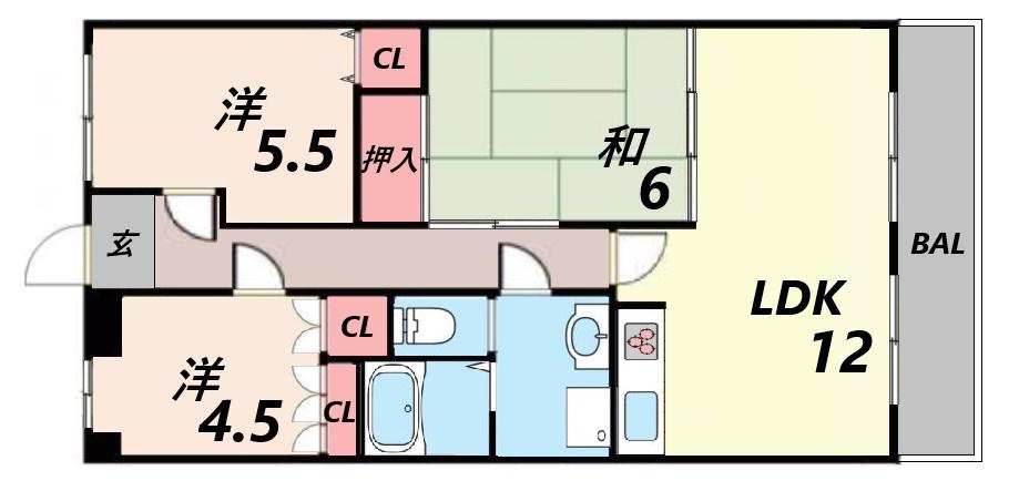 プラティーク英賀保(3LDK/3階)の間取り写真