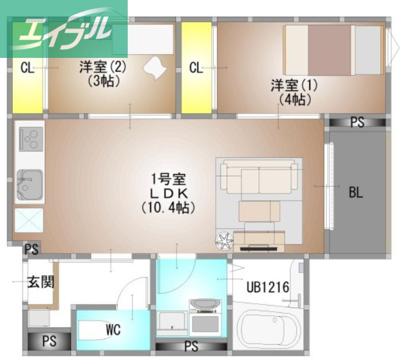 REGALEST 新福(2LDK/3階)の間取り写真