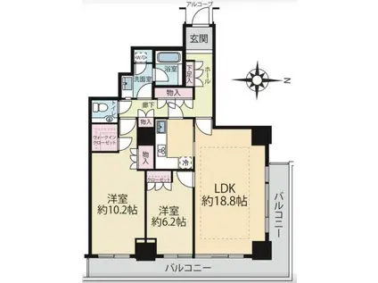 恵比寿ガーデンテラス壱番館(2LDK/15階)の間取り写真