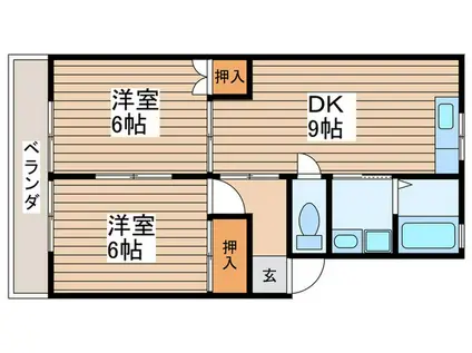金明ハイツ(2DK/1階)の間取り写真