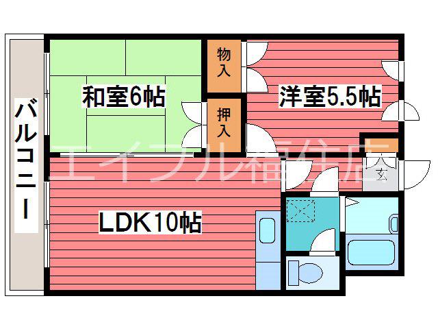 ロイヤルレインボー平岸A棟(2LDK/3階)の間取り写真
