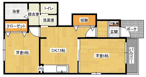 プランタンA(2DK/1階)の間取り写真