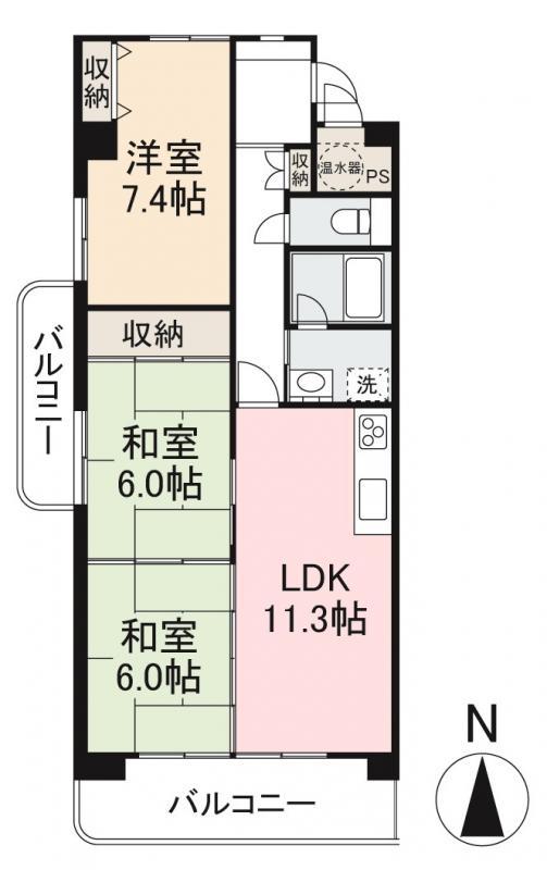 TADコンフォート大内(3LDK/4階)の間取り写真