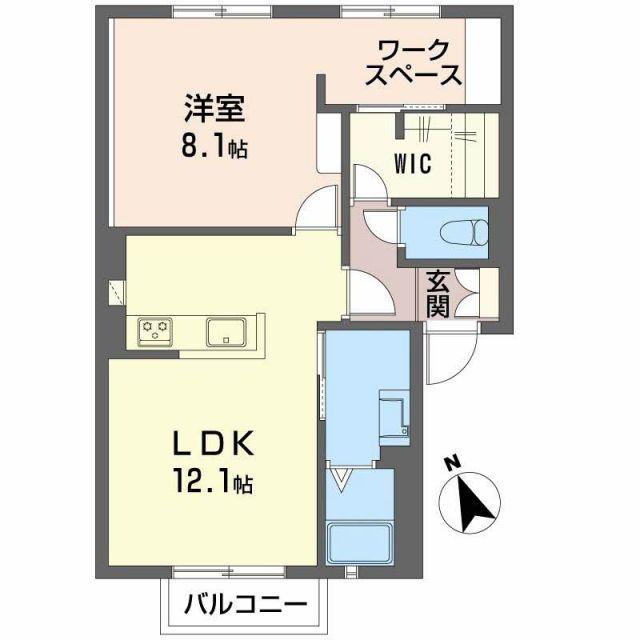 カサベルデE(1LDK/2階)の間取り写真