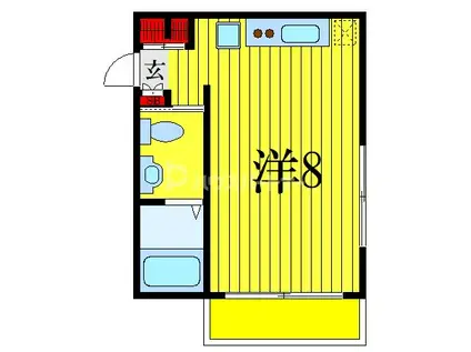 ヒュッゲI(ワンルーム/2階)の間取り写真