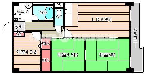 サンリッツ巽(3LDK/2階)の間取り写真
