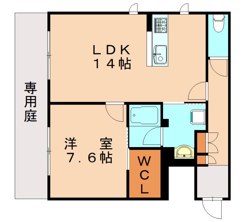 エミネントべレオ大橋(1LDK/1階)の間取り写真