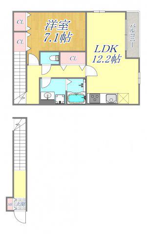 リブリ・長尾(1LDK/2階)の間取り写真
