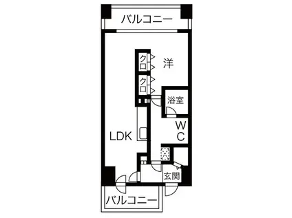 カマール6-6(1LDK/9階)の間取り写真