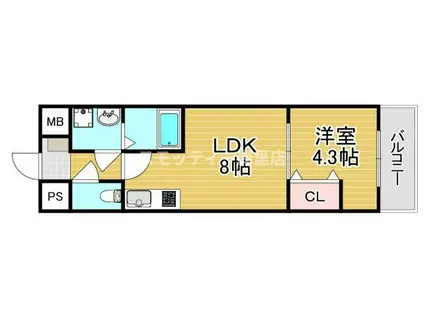JINO花園町(1LDK/3階)の間取り写真