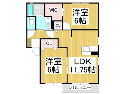 メゾン・アヴェール(2LDK/1階)の間取り写真