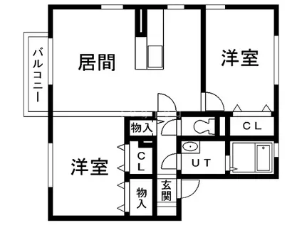 ロイヤルガーデン大野F(2LDK/2階)の間取り写真