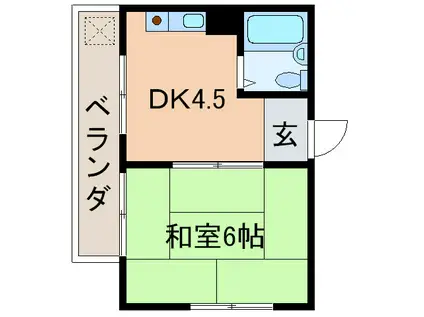 第2キャッスル塚口(1DK/2階)の間取り写真