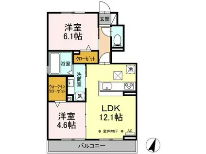 AVANTI狐ヶ崎(2LDK/1階)の間取り写真