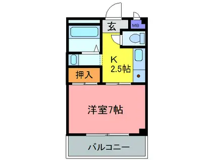 メゾン刀根山(1K/1階)の間取り写真