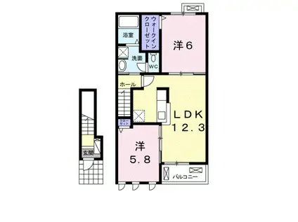 ルミエール ソレイユ(2LDK/2階)の間取り写真