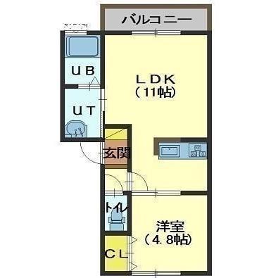 ラピスコート港(1LDK/3階)の間取り写真