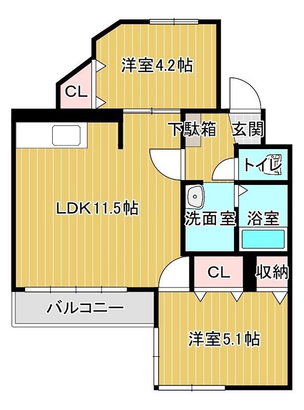 N・スターヒルズマンション(2LDK/2階)の間取り写真