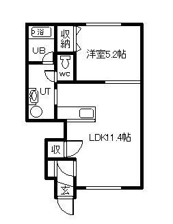 ゆうゆう3(1LDK/1階)の間取り写真