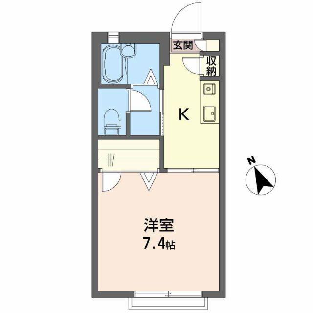 ブルックハイムC棟(1K/2階)の間取り写真