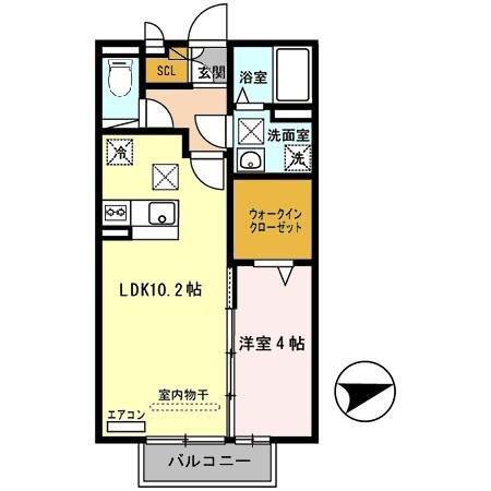 FLORAみさき(1LDK/1階)の間取り写真
