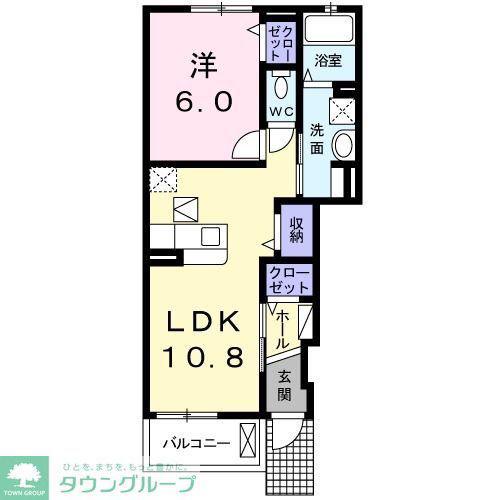 カルムコリーヌII(1LDK/1階)の間取り写真
